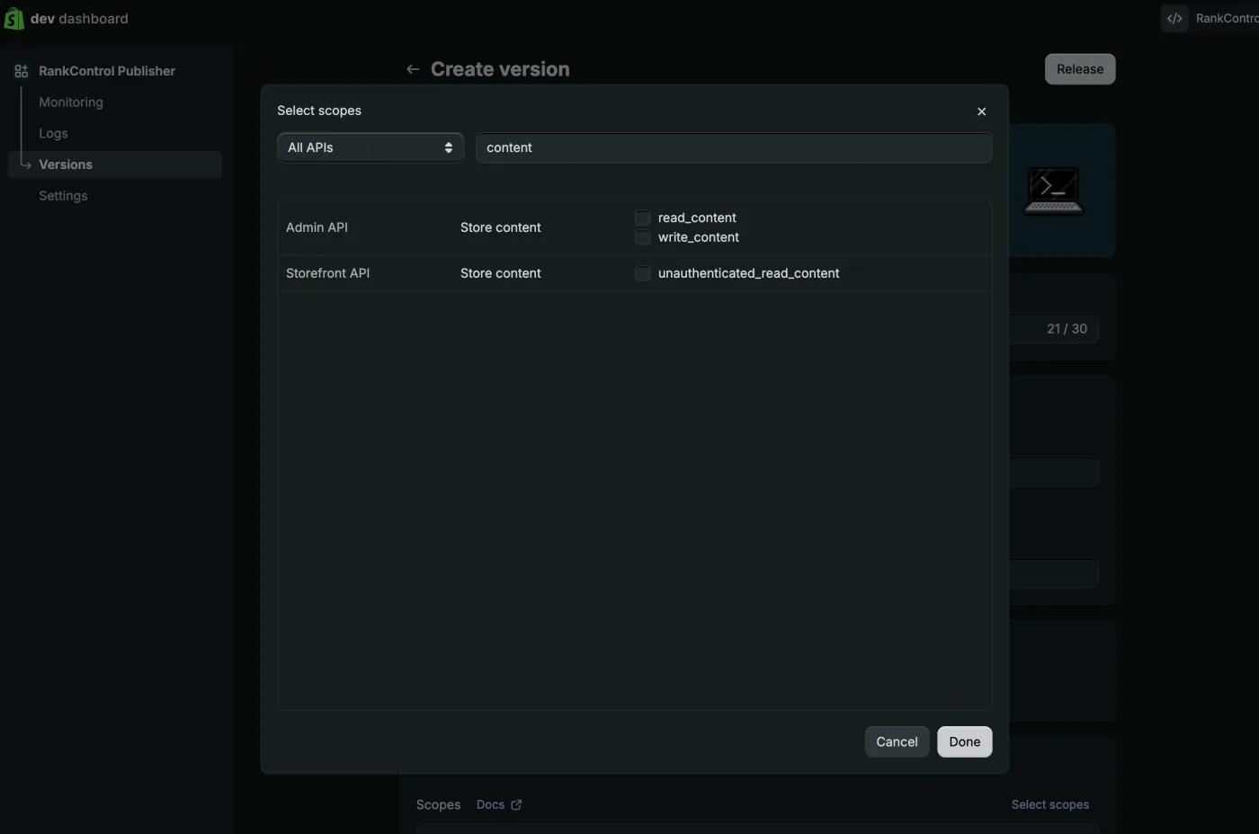 Scope picker with read_content and write_content